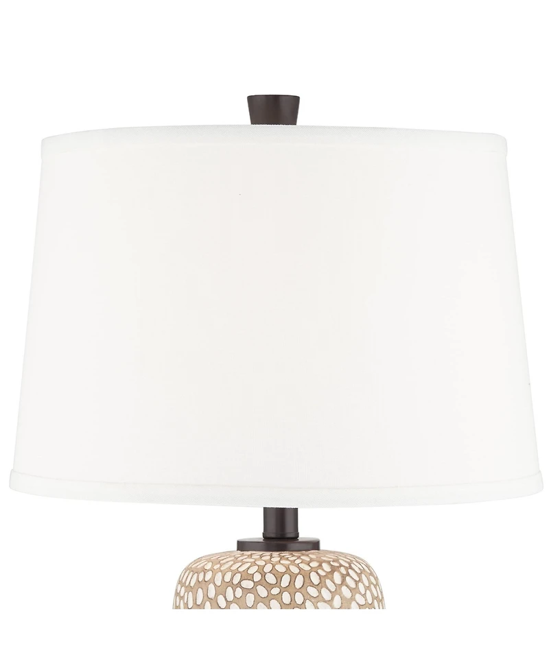 360 Lighting Anna 27 1/4" Tall Modern Coastal Table Lamps Set of 2 Beige Pebbled White Shade Living Room Bedroom Bedside