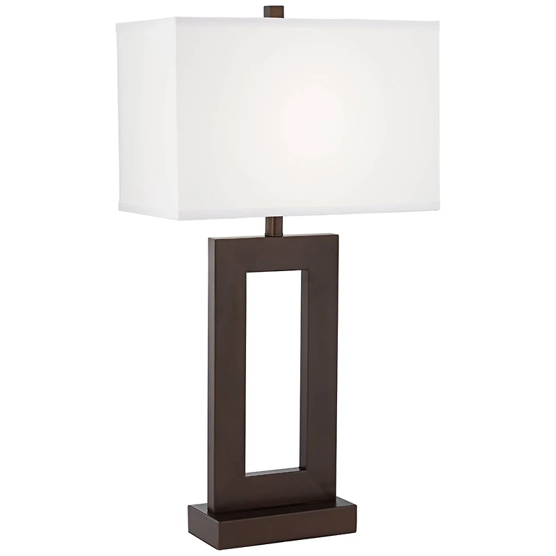 360 Lighting Marshall Modern Industrial Table Lamp 30 1/2" Tall Bronze Metal White Rectangular Shade for Bedroom Living Room Bedside Nightstand O