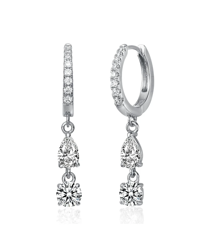 Elegant Two-Stone Dangle Huggie Earrings