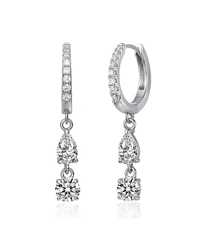 Elegant Two-Stone Dangle Huggie Earrings