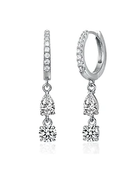 Elegant Two-Stone Dangle Huggie Earrings