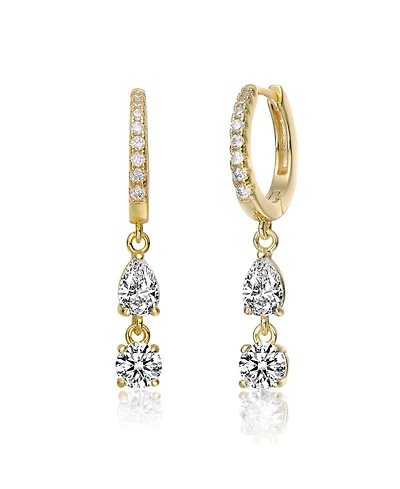 Elegant Two-Stone Dangle Huggie Earrings