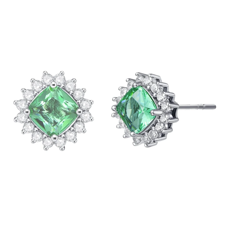 Classy 10MM Halo Square Stud Earrings