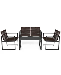 4 Pieces Patio Furniture Conversation Set with Sofa Loveseat