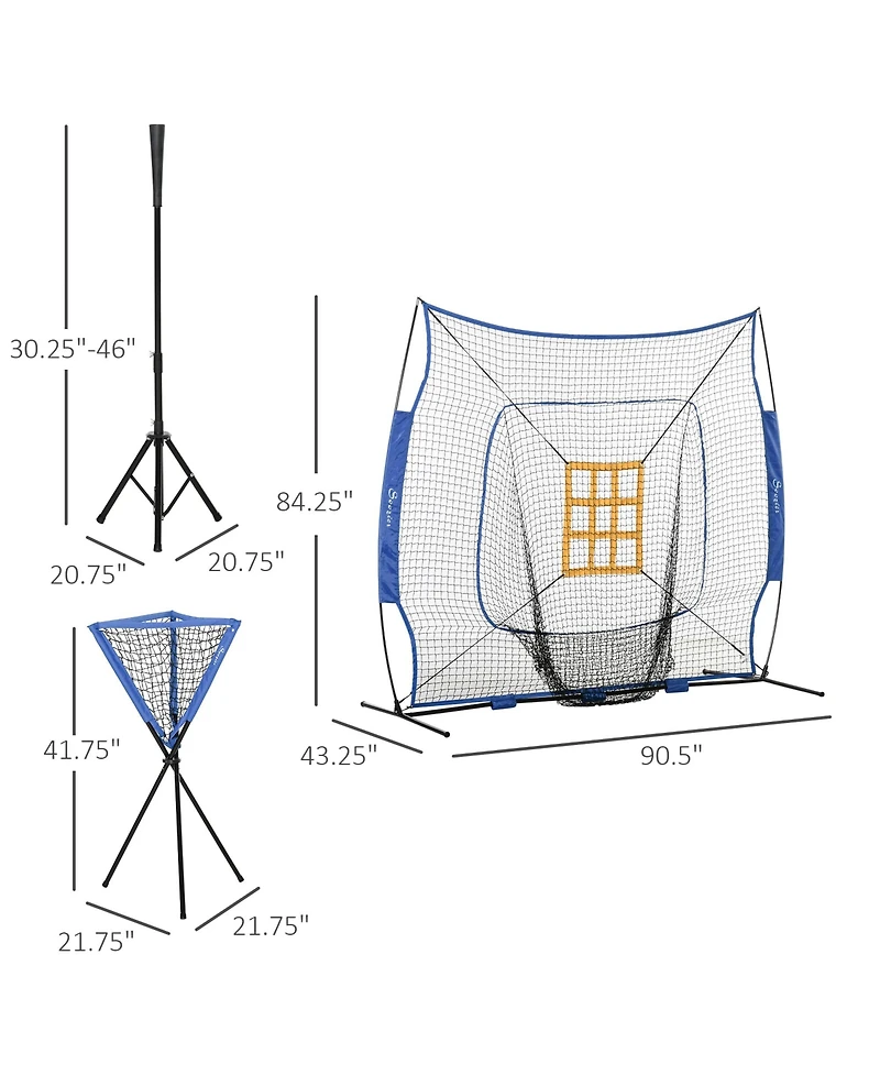 Soozier 7.5' x 7' Portable Baseball Batting Net Set with Catcher Net,