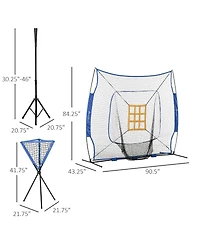 Soozier 7.5' x 7' Portable Baseball Batting Net Set with Catcher Net,
