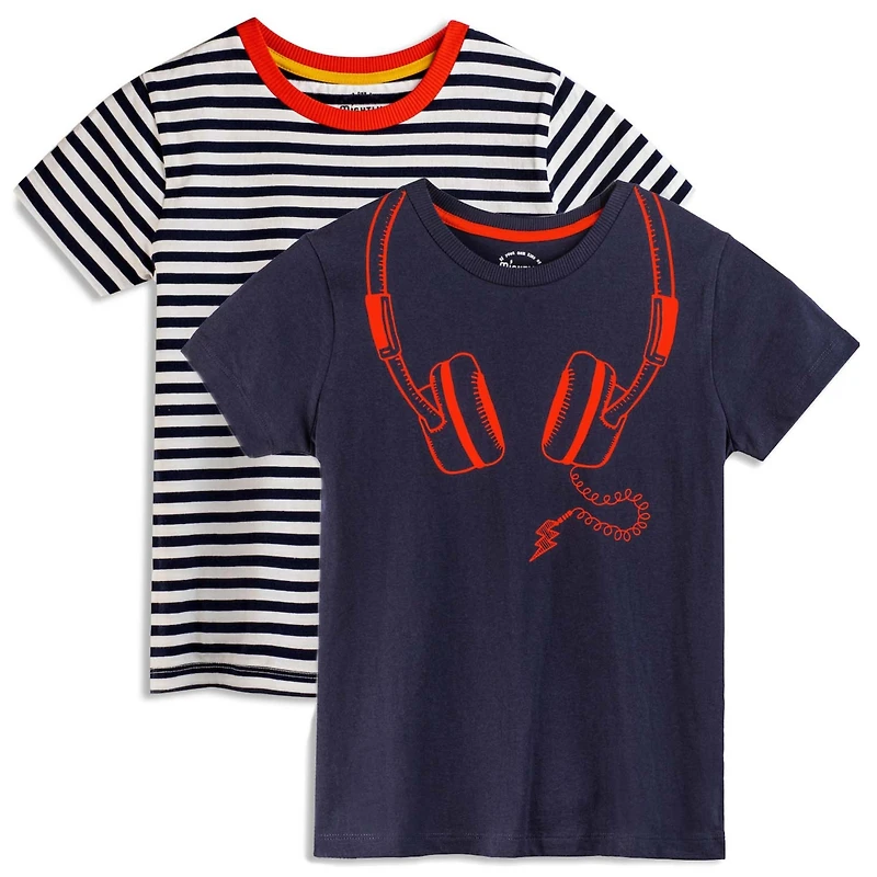 Mightly Toddler Fair Trade Organic Cotton Graphic Short Sleeve T-Shirt 2-pack