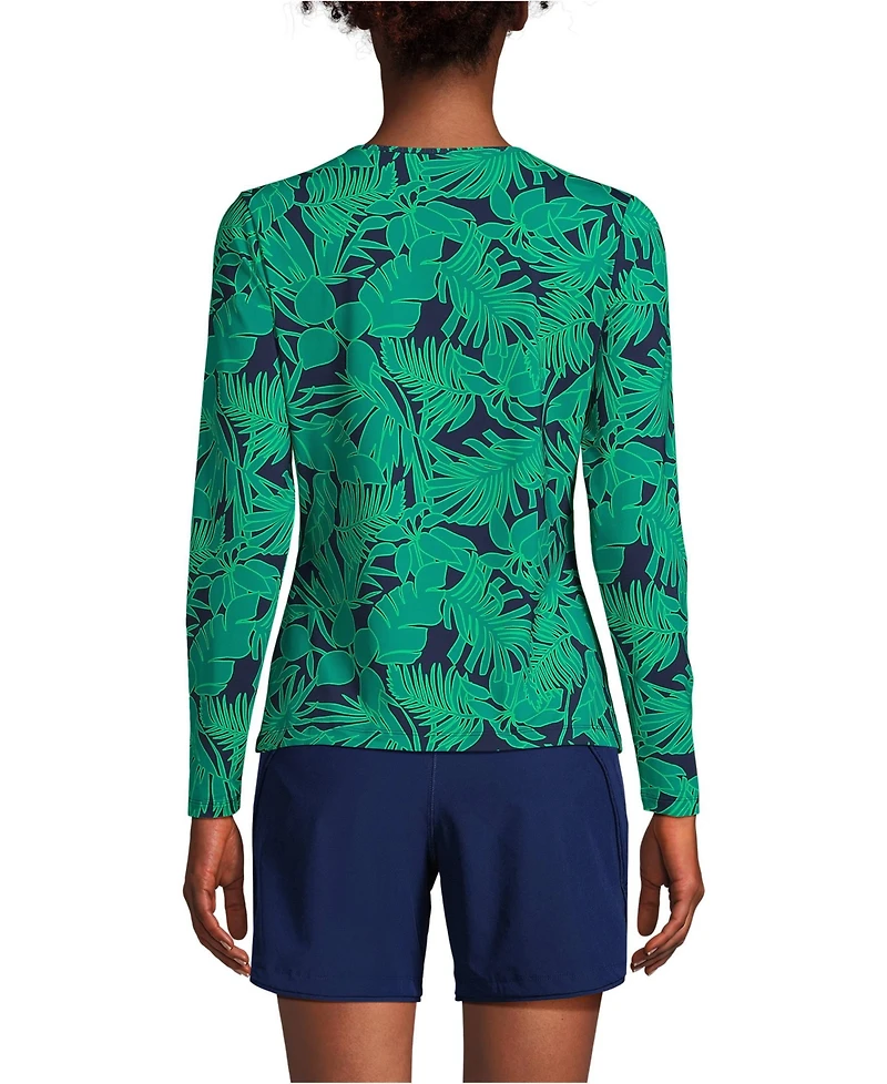 Lands' End Women's SunShade Upf 50 Long Sleeve Relaxed Rash Guard Print