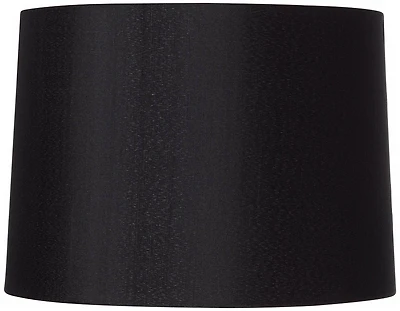 Springcrest Black Medium Hardback Drum Lamp Shade 13" Top x 14" Bottom x 10.25" Slant x 10" High (Spider) Replacement with Harp an
