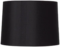 Springcrest Black Medium Hardback Drum Lamp Shade 13" Top x 14" Bottom x 10.25" Slant x 10" High (Spider) Replacement with Harp an