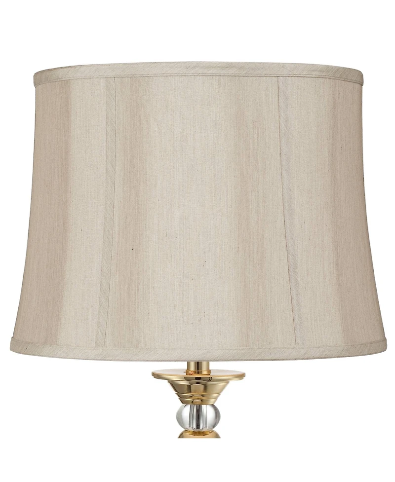 Springcrest Taupe Medium Softback Round Lamp Shade 14" Top x 16" Bottom x 12" High (Spider) Replacement with Harp and Finial