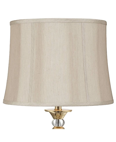Springcrest Taupe Medium Softback Round Lamp Shade 14" Top x 16" Bottom x 12" High (Spider) Replacement with Harp and Finial