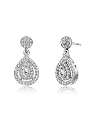 Classic White Gold Plated with Clear Cubic Zirconia Drop Earrings