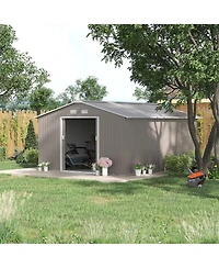 Outsunny 11' x 13' Storage Shed Garden Tool House w/ Vents Doors