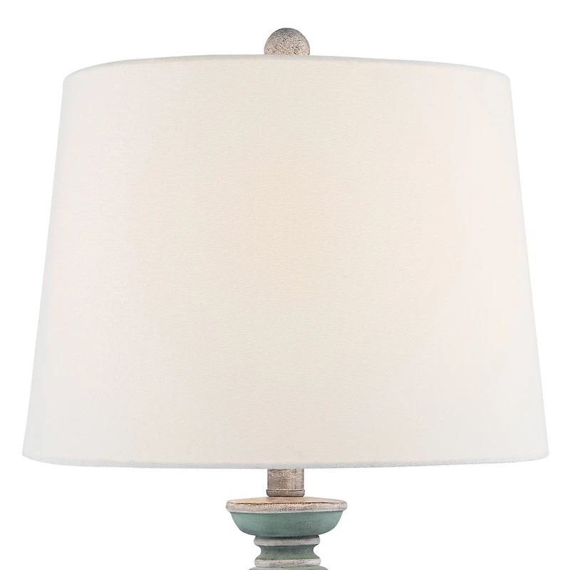 Regency Hill Patsy Country Cottage Table Lamps 26 1/2" High Set of 2 Blue Gray Washed Fabric Drum Shade for Bedroom Living Room Bedside Nightstan