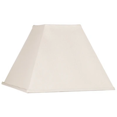 Springcrest Beige Linen Large Square Lamp Shade 7" Top x 17" Bottom x 13" Slant x 12" High (Spider) Replacement with Harp and Fini
