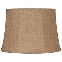 Springcrest Natural Burlap Medium Drum Lamp Shade 13" Top x 16" Bottom x 11" Slant x 10.75" High (Spider) Replacement with Harp an