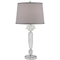 Vienna Full Spectrum Olivia 28 1/4" Tall Traditional Glam End Table Lamp Clear Crystal Single Gray Shade Living Room Bedroom