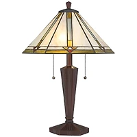 Robert Louis Tiffany Landford Traditional Mission Accent Table Lamp 22 1/2" High Bronze Stained Art Glass Shade for Bedroom Living Room Bedside O