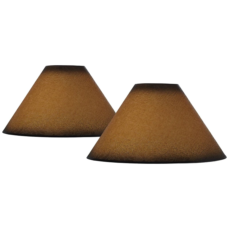 Springcrest Set of 2 Empire Lamp Shades Distressed Faux Paper Large 6" Top x 19" Bottom x 12" High Spider Harp and Finial Fitting