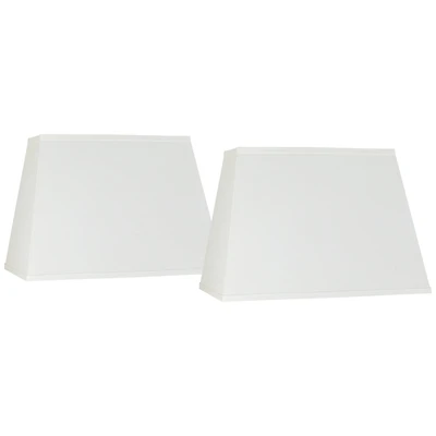 Springcrest Set of 2 Rectangular Lamp Shades Ivory Large 18" Wide x 12"Deep x 12" High Spider with Replacement Harp and Finial