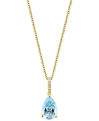 Effy Aquamarine (1-1/2 ct. t.w.) & Diamond Accent 18" Pendant Necklace in 14k Gold