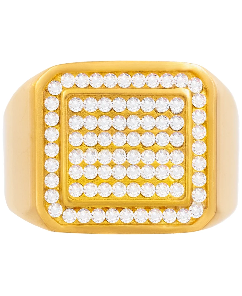Legacy for Men by Simone I. Smith Men's Crystal Square Cluster Ring Gold-Tone Ion-Plated Stainless Steel