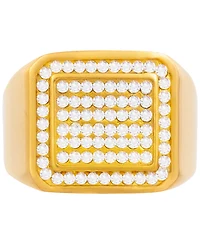 Legacy for Men by Simone I. Smith Men's Crystal Square Cluster Ring Gold-Tone Ion-Plated Stainless Steel