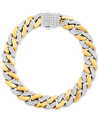Legacy for Men By Simone I. Smith Men's Crystal Curb Link Bracelet Stainless Steel & Gold-Tone Ion-Plate