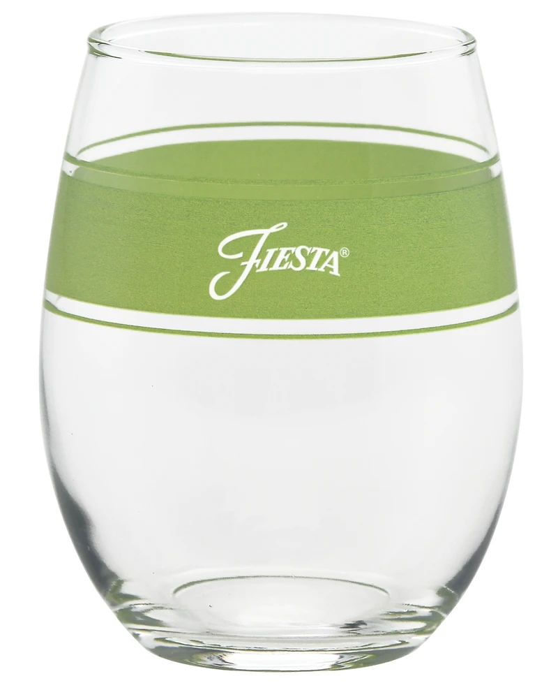 Fiesta Tropical Frame 15 Ounce Stemless Wine Glass, Set of 4