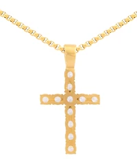 Legacy for Men by Simone I. Smith Men's Cubic Zirconia Cross 24" Pendant Necklace in Gold Ion-Plated Stainless Steel
