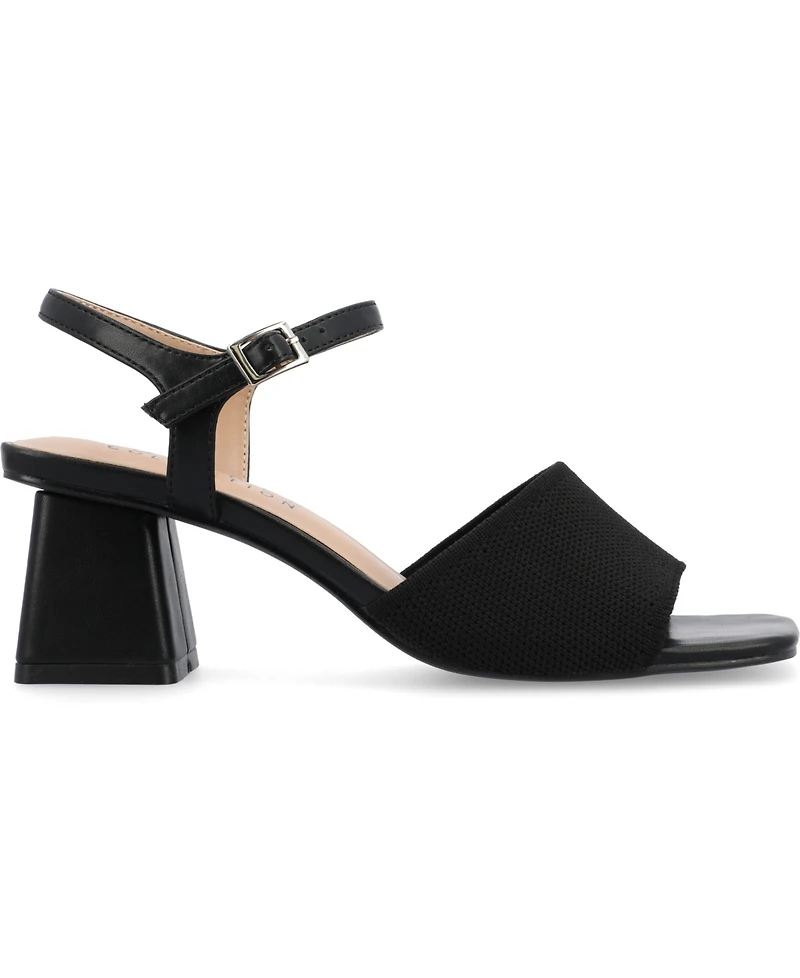 Journee Collection Women's Evylinn Knit Block Heel Dress Sandals