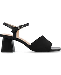 Journee Collection Women's Evylinn Knit Block Heel Dress Sandals