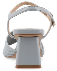 Journee Collection Women's Evylinn Knit Block Heel Dress Sandals