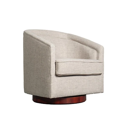 Wyn Upholstered Club Style Barrel Chair With Sloped Armrests And 360 Degree Swivel Base A Vinyl Wrap