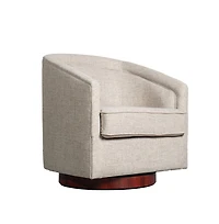 Wyn Upholstered Club Style Barrel Chair With Sloped Armrests And 360 Degree Swivel Base A Vinyl Wrap