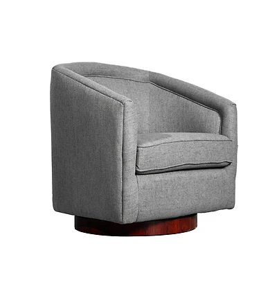 Wyn Upholstered Club Style Barrel Chair With Sloped Armrests And 360 Degree Swivel Base In A Vinyl Wrap