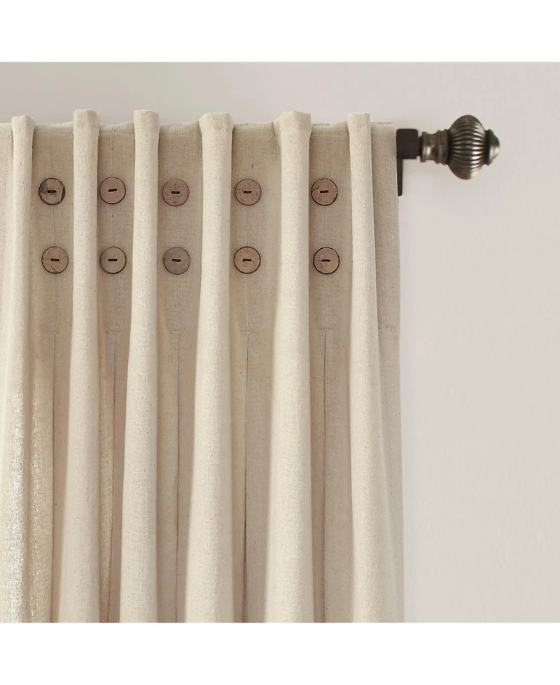 Linen Button Pinched Pleat Window Curtain Panel