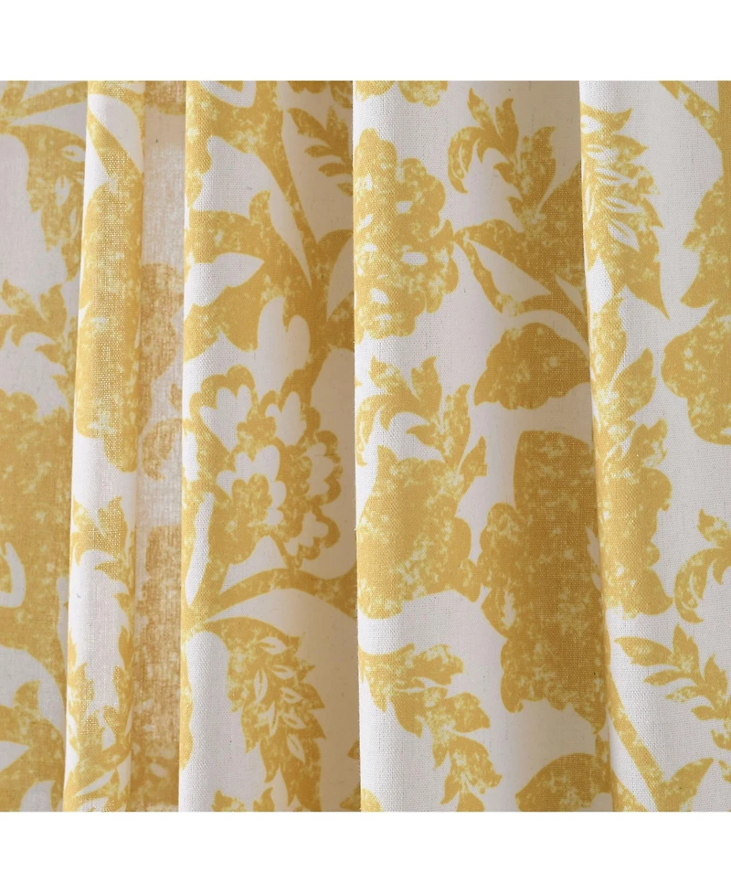Emma Textured Jacobean Window Curtain Panels Yellow Single 52X84