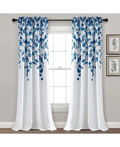 Farmhouse Ginkgo Leaf Light Filtering Window Curtain Panels