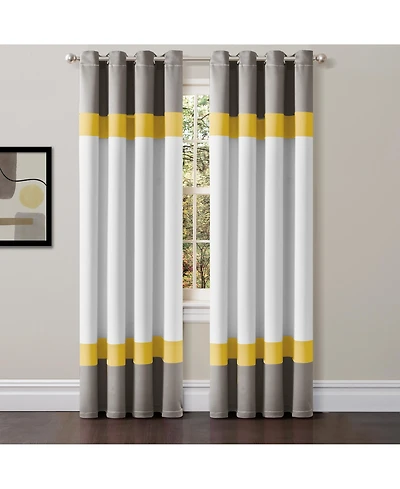 Alexander Color Block Light Filtering Window Curtain Panels