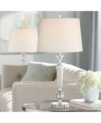 Vienna Full Spectrum Jolie Traditional Table Lamps 26" High Set of 2 Crystal Candlestick Off White Drum Shade for Bedroom Living Room Bedside Off