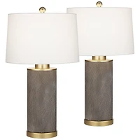 360 Lighting Gilson 24 3/4" High Modern Glam Table Lamps Set of 2 Gold Textured Gray Finish Ceramic Living Room Bedroom Bedside