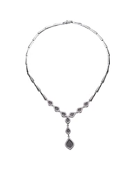 Sterling Silver Cubic Zirconia Micro Pave Dofee Drop Necklace