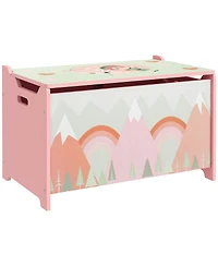 Qaba Toy Box with Lid, Toy Chest Storage Organizer for Bedroom, Pink