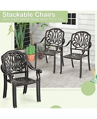 Sugift 2 Pieces Patio Cast Aluminum Dining Chairs with Armrests
