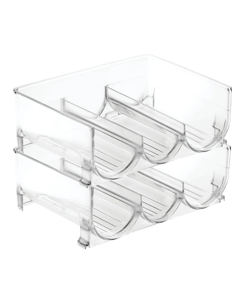 mDesign Plastic Free-Standing Stackable 3 Bottle Storage Rack, 2 Pack, Clear, Usa Made