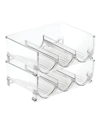 mDesign Plastic Free-Standing Stackable 3 Bottle Storage Rack, 2 Pack, Clear, Usa Made