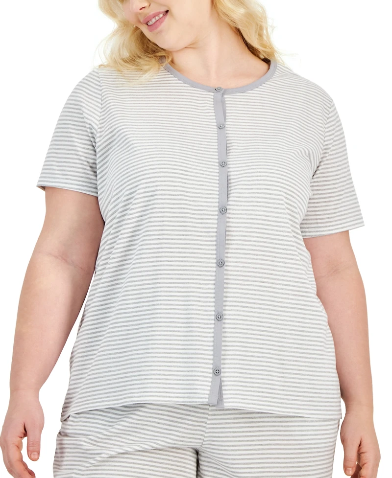 Charter Club Plus 2-Pc. Cotton Cropped Pajamas Set, Created for Macy's