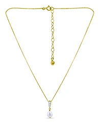 Macy's White Cultured Pearl and Cubic Zirconia Pendant Necklace